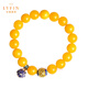 La Yun Feiyin original stone beeswax bracelet for women, yellow honey jade cloisonné accessories old wax amber bracelet 8.5mm