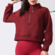 LULUUVTTOH2025 autumn and winter new half-zip yoga wear women's short stand-up collar sweatshirt loose fitness training Pilates jacket smoked red S