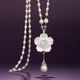 Pearl necklace long Korean version fashionable and versatile 2021 new shell flower pendant hanging chain clothes chain accessories white