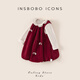 INSBOBO Girls Suit 2025 Winter New Little Princess Fashionable Winter Suit One Year Old Baby Girl Dress Trendy Red 80