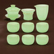 Richunliu high-end sky blue Ru kiln gilt jade porcelain Kung Fu tea set light luxury gift suet jade bowl gift box Ru Qing jade porcelain tea set gift box 10 pieces