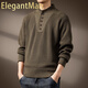 ElegantMan high-end American tough guy retro Henry collar sweater for men spring and autumn new thickened warm heavy base sweater for men Tuhao Green S _Suitable for 90-110Jin Jin is equal to 0.5 kg