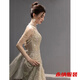 Mei Anjia champagne color evening dress women's new high-end niche art test host adult ceremony toast dress bride engagement dress champagne color 2XL