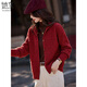 She enjoys the knitted cardigan, female stand-up collar New Year's wear, textured sweater jacket, lazy style red knitted top T54Z150