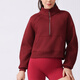 LULUUVTTOH2025 autumn and winter new half-zip yoga wear women's short stand-up collar sweatshirt loose fitness training Pilates jacket smoked red S