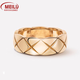 Fat Donglai's same style 18K gold rhombus ring pattern plated with diamonds Wang Yibo's same style V gold European and American light luxury style for men and women Medium width diamond-free rose gold No. 10