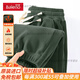 Baleno polar fleece pants men's autumn and winter new double-sided velvet thickened sweatpants men's loose leggings sweatpants official dark green #solid color 2XL
