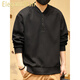 ElegantMan American retro heavyweight sweatshirt men's autumn Henry collar half cardigan coat men's autumn and winter long-sleeved POLO shirt black spring and autumn regular M _ -130Jin Jin equals 0.5 kg