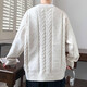 Jiaojing old money Henry collar sweater cable sweater men's American retro old money style outfit Henry collar sweater jacket off-white YT7325 M