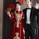 Fenggao (fenggao) Toast Wear Bride 2025 New Winter Clothes Burgundy Stand Collar Retro Cheongsam Winter Heavy Industry Embroidered Long Dress Burgundy Long Style 202 S Dress size is too small. Consult customer service to check the size.