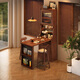 Yahua Xiangshe black walnut solid wood sideboard bar table living room small apartment retractable storage partition integrated cabinet black walnut bar table combination