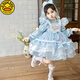 G.duck Girls Elsa Princess Velvet Thickened Dress 2025 Autumn and Winter Lolita Princess Dress Birthday Dress Puff Skirt Blue Velvet Free Veil 120