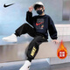 NIKE耐克男童套装加绒秋冬 2025新款女童运动两件套儿童加厚卫衣卫裤 蓝2201+黑【秋冬加绒款】 【高克重】 150 /M 【建议身高140-152cm】
