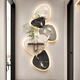 Kezhi Nine Fish Picture facing the entrance door, entrance wall decorative painting mural, 2025 new high-end living room corridor hanging painting A-Koi Yuefu 80*160+shelf 41*12, handmade sandstone+shelf+hemp rope+hydroponic vase+simulated green plants, ordinary model, non-luminous