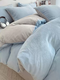 Fantasy Milk Velvet Bed Four-piece Set 2025 New Bedding Winter Double-sided Coral Flannel Sheets and Quilt Covers Three-piece Set Upgraded Model-Milk White + Baby Blue A-Grade Maternal and Infant Sheet Type Student Bed Student Bed