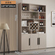 Yusenyi wine cabinet against the wall living room home red wine storage cabinet modern simple wine cabinet sideboard integrated entrance cabinet customization 120*200*30 modern door 3 doors milk tea color double door