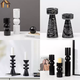 Yusenyi Modern Light Luxury Natural Marble Candle Holder Ornament Model Room Hotel Living Room TV Cabinet Dining Table Style 1 Black Ball