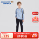 Skechers boys' knitted pullover sweatshirt autumn and winter plus velvet to keep warm and fashionable versatile long-sleeved top P424B005 light antique blue /04B2 160