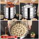 Qiermei stainless steel large steamer drawer steamer household large steamer steamer basket product round hole steamer multi-layer thickened steamer drawer thickened 47cm (2 drawers + 1 cover + 1 tripod)