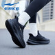 Hongxing Erke (ERKE) Men's Shoes 2025 Winter Warm Running Shoes Men's Waterproof Leather Fashion Casual Shoes Soft Sole Shock Absorption Black 42 High