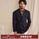 CULTUM Gentleman's Armor Highly Twisted Fabric Linen Blended Blazer Double-breasted Suit Suit Men's Suit Jacket Navy Blue Single Suit 180B /52B
