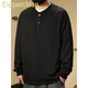 ElegantMan Autumn and Winter American Henry Collar Sweatshirt Men's 2025 Autumn New Retro Loose Top Men's Casual Bottoming Shirt Trendy Black M_ -130Jin Jin is equal to 0.5 kg