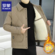 ROMON 2026 new winter cotton coat, trendy and handsome lapel, velvet and thickened warm cotton coat, winter casual cotton jacket, khaki XL