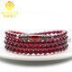 MARDOTG Burgundy Garnet Bracelet Women's Three Circle Crystal Multi- Circle Bracelet Jewelry Gift Girlfriend Collectible Red Corundum Model 3 Circles 5.5mm