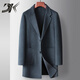 DK西装领毛呢大衣男中长款秋冬季商务休闲双面呢子外套男士羊毛风衣 蟹壳青 M 170
