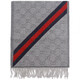 Gucci (GUCCI) scarf couple style double G pattern versatile wool tassel diagonal stripes contrast color long scarf for men and women gift light gray 570603 3G200 1768