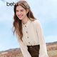 Betu women's 2025 autumn new shirt high-end commuting ruffle collar color-blocked button design top 2509T65