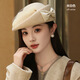 Kuosheng Australian woolen fashion hat women's autumn and winter felt hat mesh evening hat bow beret black adult one size (adjustable 56-58cm)
