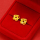 Puman Zhuji 18K gold earrings for women 999 gold color 24kK gold glossy frosted bean ear clip fashion temperament earrings Ruyi knot earrings