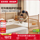 Quanyou Home Children's Spliced Bed Solid Wood Crib with Heightened Guardrails and Yanbian Log Style Baby Bed KS