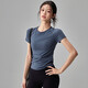 Quick-drying dry yoga clothes short-sleeved women's slimming breathable sports tops running Pilates professional fitness clothes T dark purple S