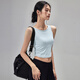 Fitness girl's new yoga strap chest pad outer wear running sports bra slimming Pilates training top ice crystal blue M