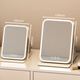 Internet celebrity folding led makeup mirror with light makeup table high-definition fill light portable ins style dormitory desktop mirror large white two-button control-stepless dimming-2800 lithium battery