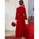 Shifansen (SHIFANSEN) Toast Wear Bride 2025 New Winter Clothes Red Engagement Dress New Chinese Style Wedding Clothes Long Sleeve Autumn and Winter Burgundy Chinese New Style S Recommendation 92-100Jin Jin is equal to 0.5 kg