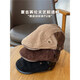 Autumn and winter retro old money style forward hat girl's birthday style British newsboy hat suede duck tongue newsboy hat trendy khaki color one size (55-61cm) adjustable