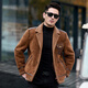 CJZ leather jacket men's parka winter plus velvet thickened jacket trendy warm fur integrated original ecological lamb wool light brown L