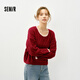Semir Red Sweater Women's Short Loose Thick Cable Sweater 26 Years Qiji Red Knitted Bottoming Sweater 109126107002