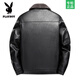 Playboy middle-aged and elderly men's dad thickened leather jacket men's velvet winter jacket men's middle-aged and elderly warm leather jacket men's black fur one-piece XL 180/96A recommended 125-140 Jin Jin equals 0.5 kg