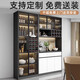 The middle shopkeeper living room wine cabinet display cabinet against the wall 2025 solid wood light luxury tea wine cabinet storage cabinet with glass door 60A+120A+60A/white door free delivery