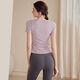 Sexy Yoga Wear Women's Tight Slim Sports Short Sleeve T-Shirt Summer Running Pilates Training Set Fitness Top Light Gray Purple (Ready Stock) S Recommendation 95Jin Jin is equal to 0.5kg or less