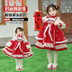 G.duck brand children's clothing Lolita princess dress girls winter thickened warm dress children's velvet Hanfu New Year's dress red 110 cm