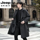 JEEP SPIRIT2025 new style windbreaker men's mid-length over the knee spring and autumn men's coat double-breasted Cthulhu civilian coat trendy black XL