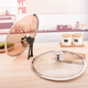 Yusenyi wide edge thickened universal non-slip tempered glass pot lid transparent brown glass lid wok steamer soup pot lid brown stainless steel handle 30cm