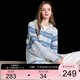 Sancai 2025 winter new style lapel raglan sleeve cardigan loose thick needle striped sweater casual M