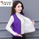 Woodpecker 2025 New Autumn and Winter Down Cotton Vest Women's Plush Warm Vest Short Middle-aged and Elderly Vest Slim Liner Black XL Recommended 95-105Jin Jin equals 0.5 kg