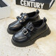 Girls' Velvet Leather Shoes 2025 Winter New Children's Princess Shoes College Style Small Single Shoes Soft Sole Black Loafers Black Velvet Size 32 Inner Length 19.6CM